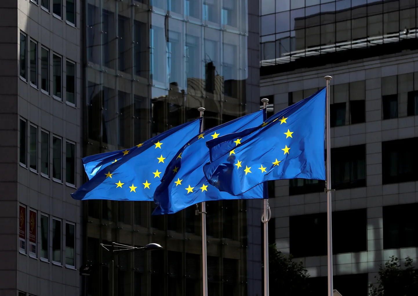 Lipud Euroopa Komisjoni peakorteri ees.