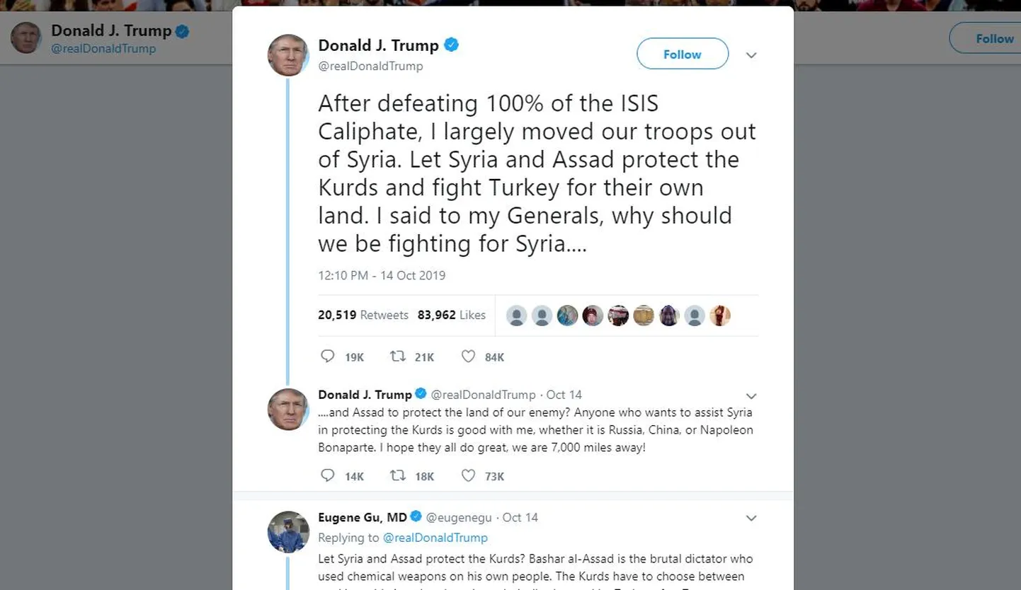 Kuvatõmmis Donald Trumpi säutsudest