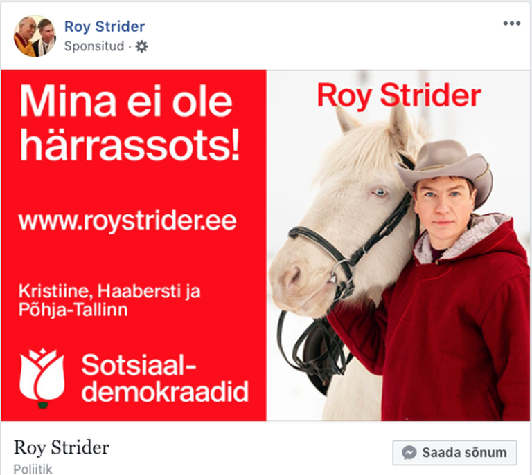 Härrassots Roy Strider ei ole, valimisnimekirjas paraku ka mitte.