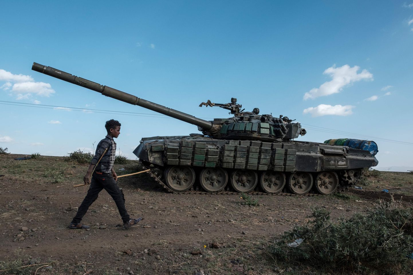 Tigray vägede mahajäetud tank.