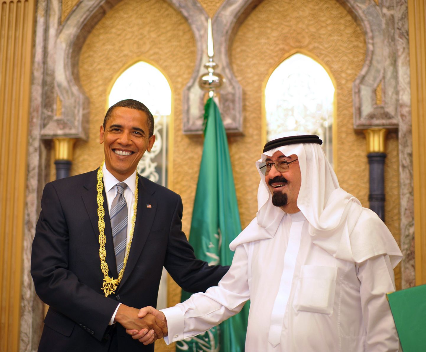 Barack Obama ja Saudi Araabia kuningas Abdullah kohtumas 2009. aasta juunis al-Janadriyas.