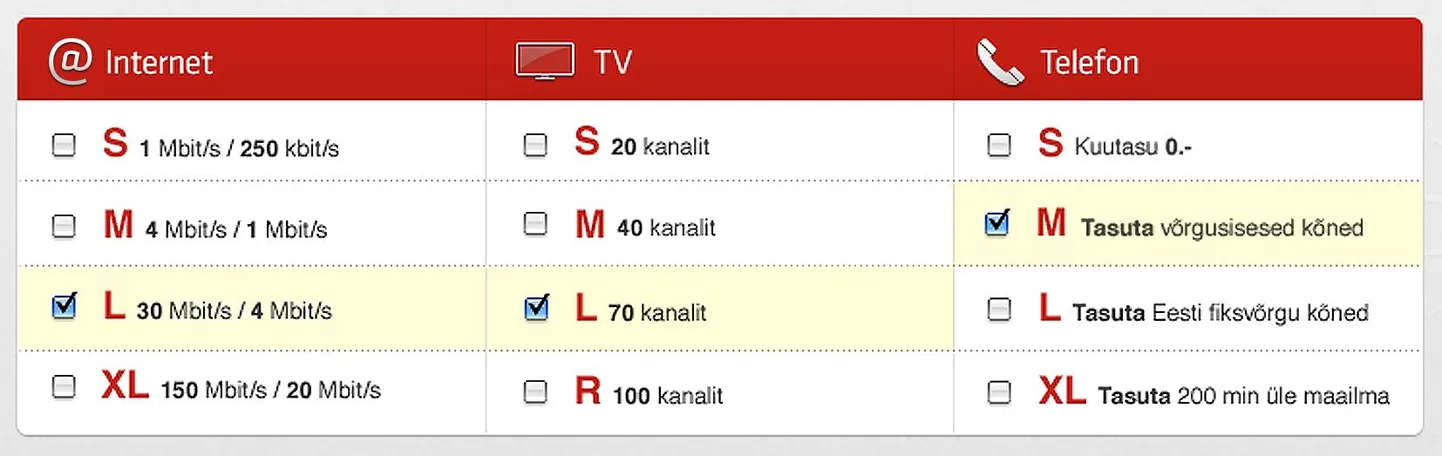 Starmani veebiküljel saavad kliendid endale edaspidi ise sobiva teenuspaketi koostada.