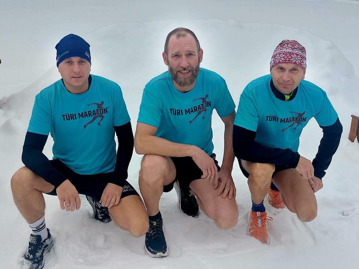 Türilased Vadim Gritšenko (vasakult), Alar Siemann ja Vello Lillipuu korraldavad suvel Türil maratoni, millest võib alguse saada uus tava.