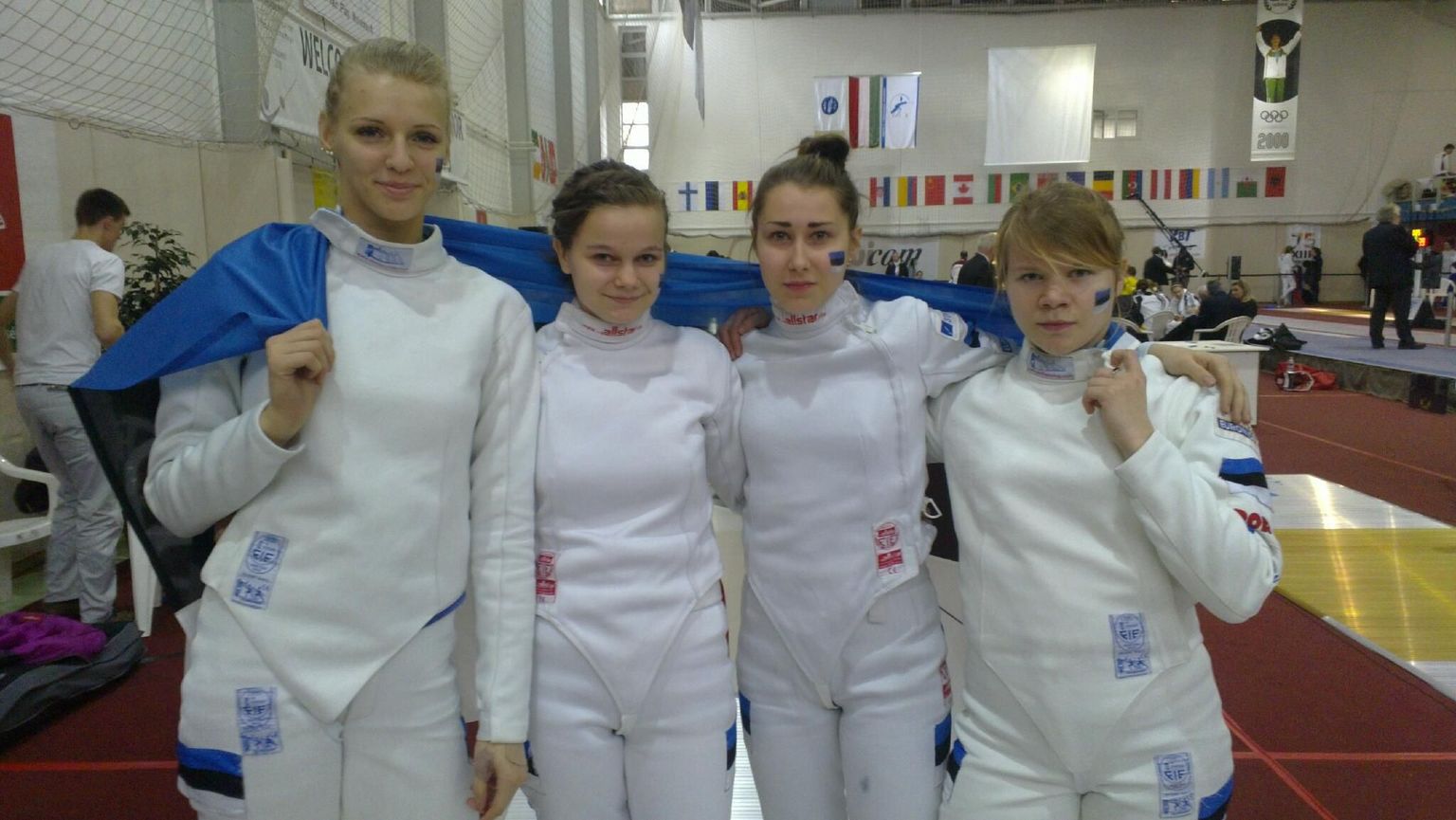 Eesti naisjuunioride vehklemiskoondis: (vasakult) Katrina Lehis, Gaia-Marianna Siim, Veronika Zuikova ja Anu Hark.