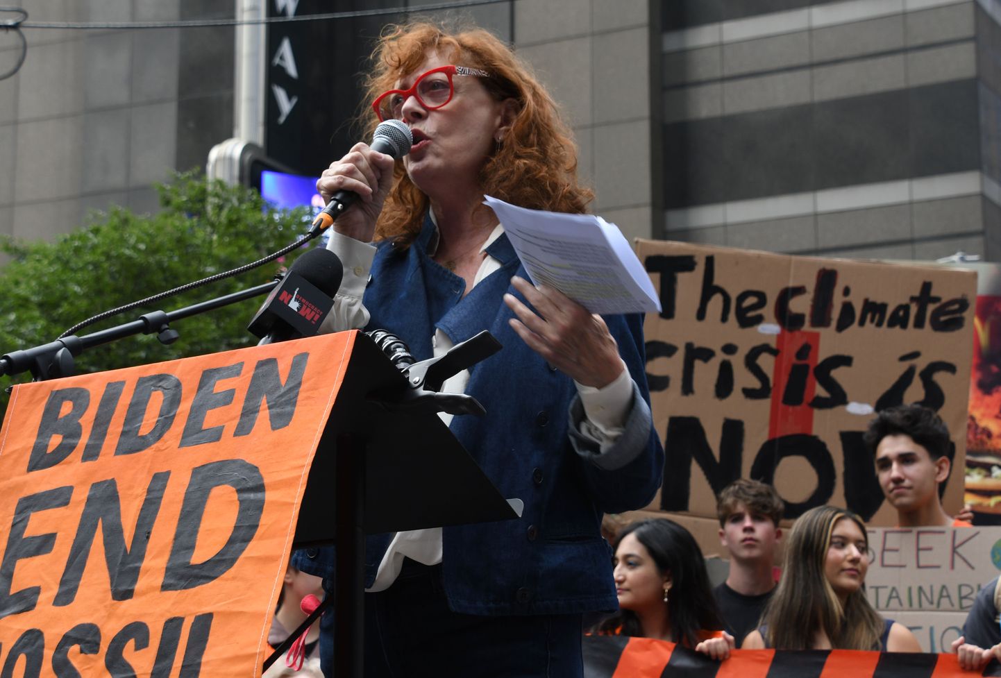 USA näitlejanna Susan Sarandon oli eestkõneleja 17. septembril 2023 New Yorgis kliimaprotestil.