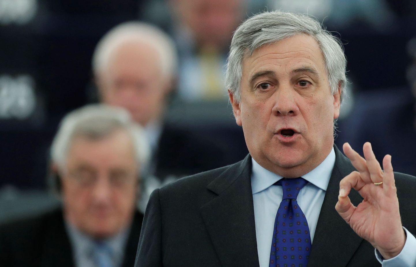 Eile neljandas voorus Euroopa Parlamendi uueks presideniks valitud itaallasest konservatiiv Antonio Tajani eile Strasbourgis parlamendi täiskogu ees.