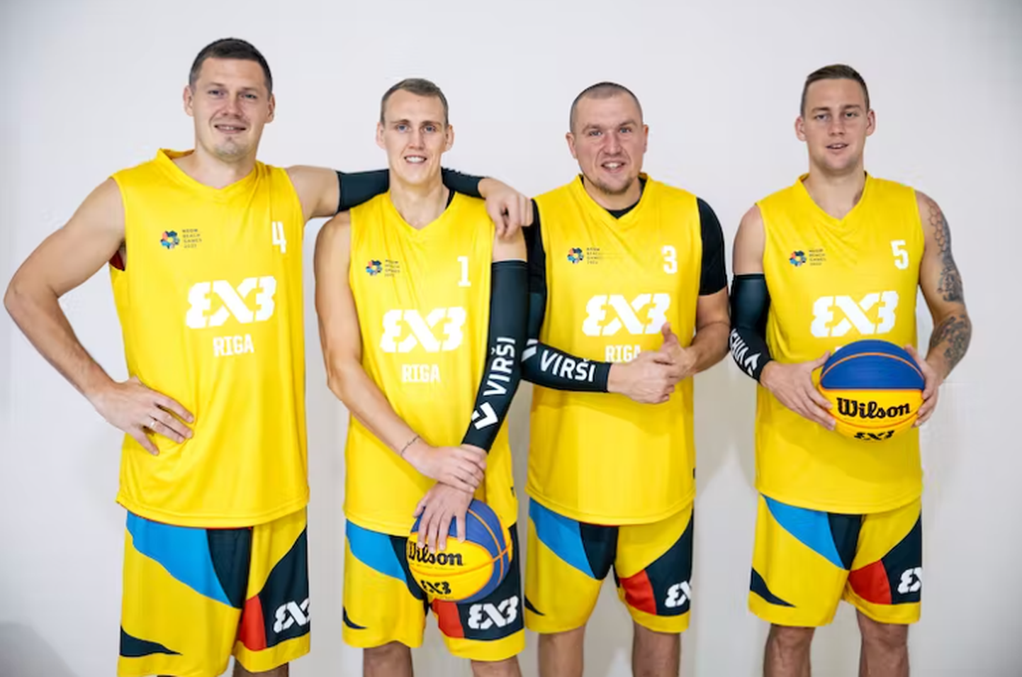 Latvijas 3x3 basketbolisti Agnis Čavars, Nauris Miezis, Edgars Krūmiņš, Kārlis Lasmanis