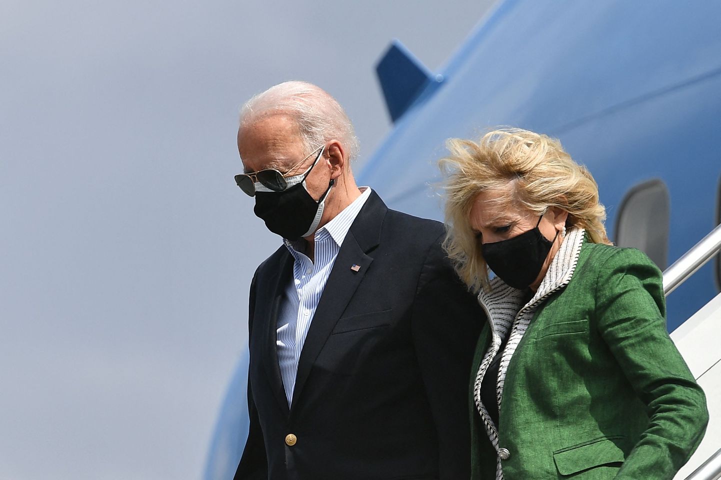 USA president Joe Biden ja esileedi Jill Biden Houstonisse saabumas.