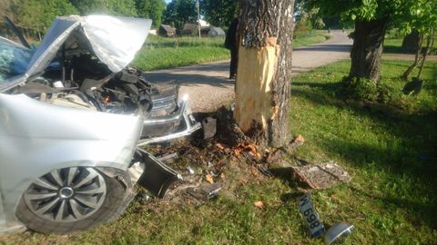 Фото: водитель задремал за рулем и врезался в дерево