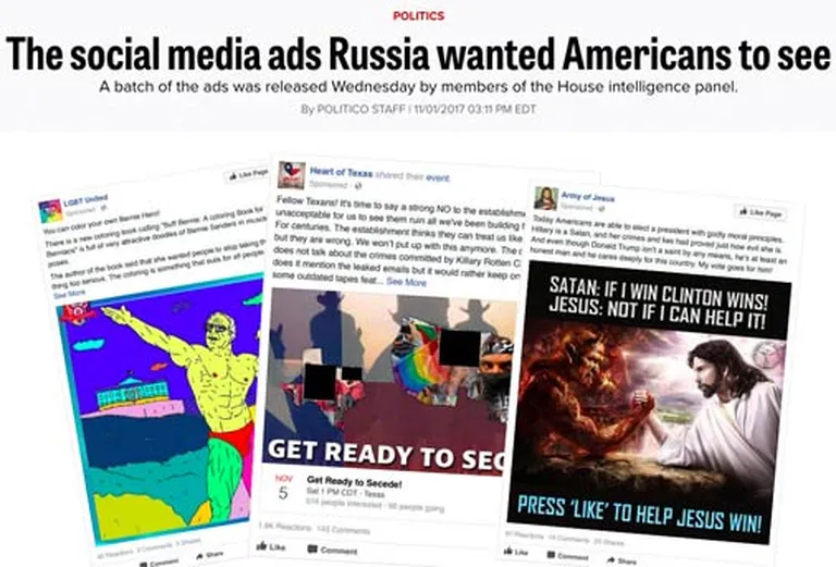 Kremļa izplatītās sociālo mediju reklāmas, kuru mērķis bija šķelt ASV sabiedrību