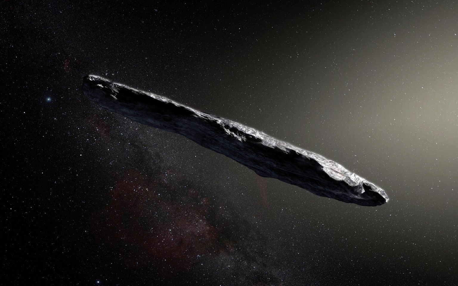 Kunstniku kujutis tulnukasteroid Oumuamuast.