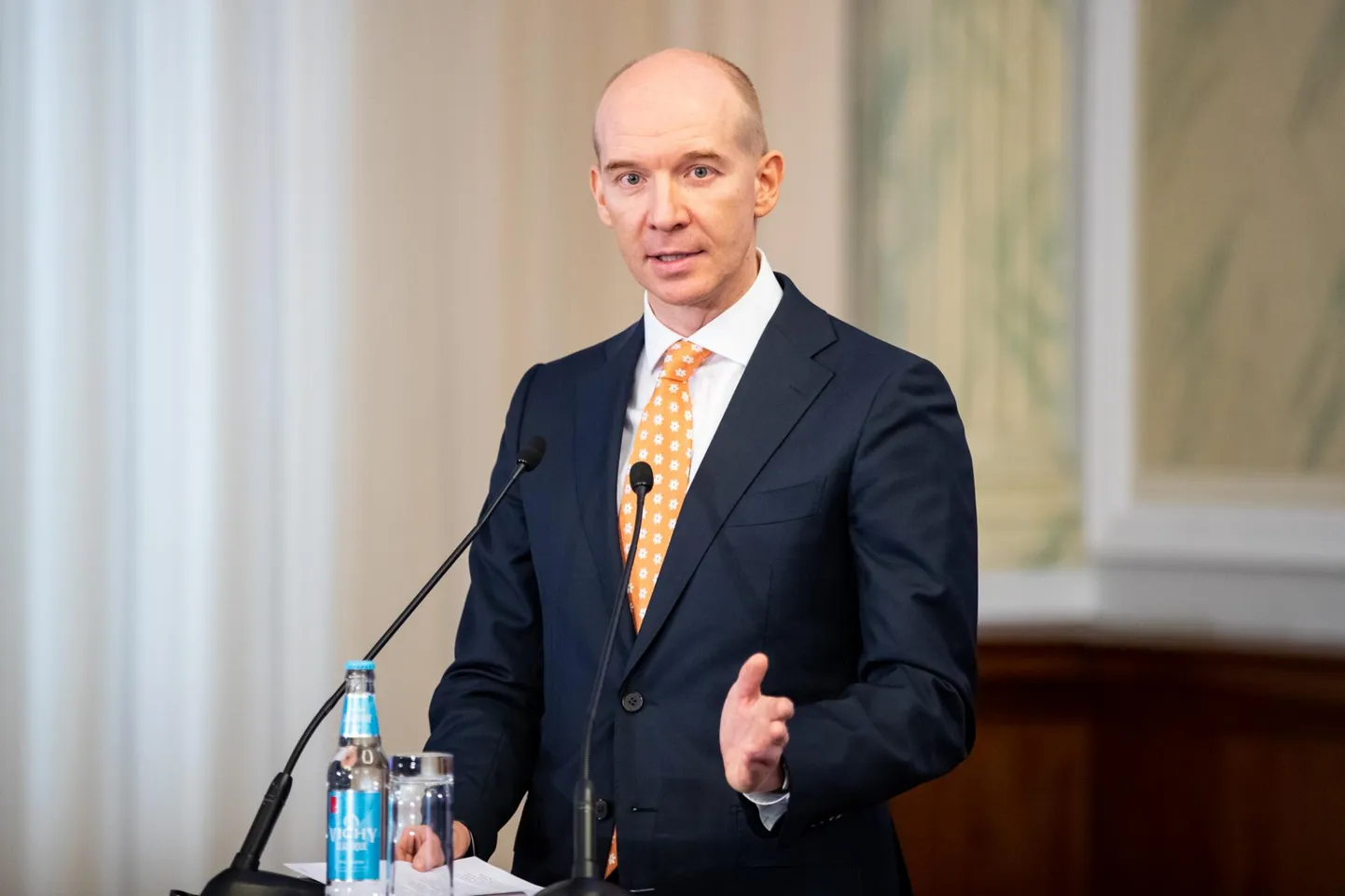 15.09.2020. Tallinn. Madis Müller, Eesti Panga president. Rahapesuseminar Eesti Pangas.