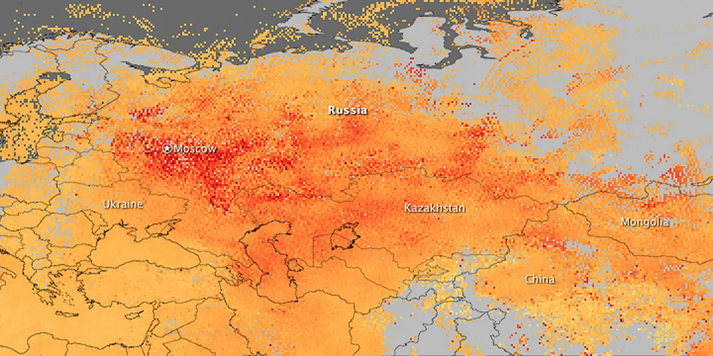 NASA satelliidi vahendusel saadud kaart metsapõlengutest 11. augusti seisuga