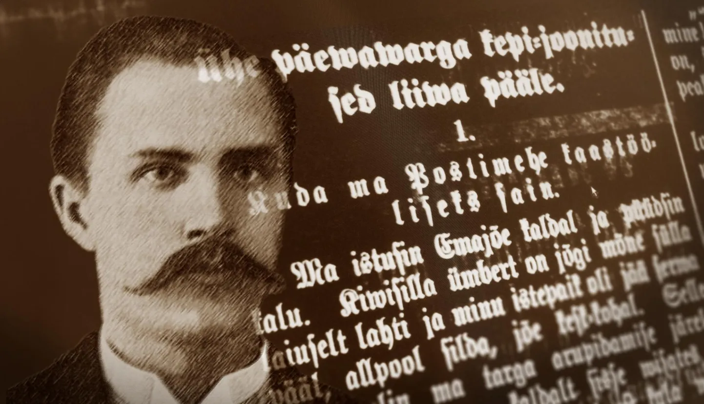 Eduard Vilde artikkel Postimehes: "Ühe päewawarga kepi-joonistused liiwa pääle. Kuda ma Postimehe kaastööliseks sain". Pilt arvutiekraanilt.
