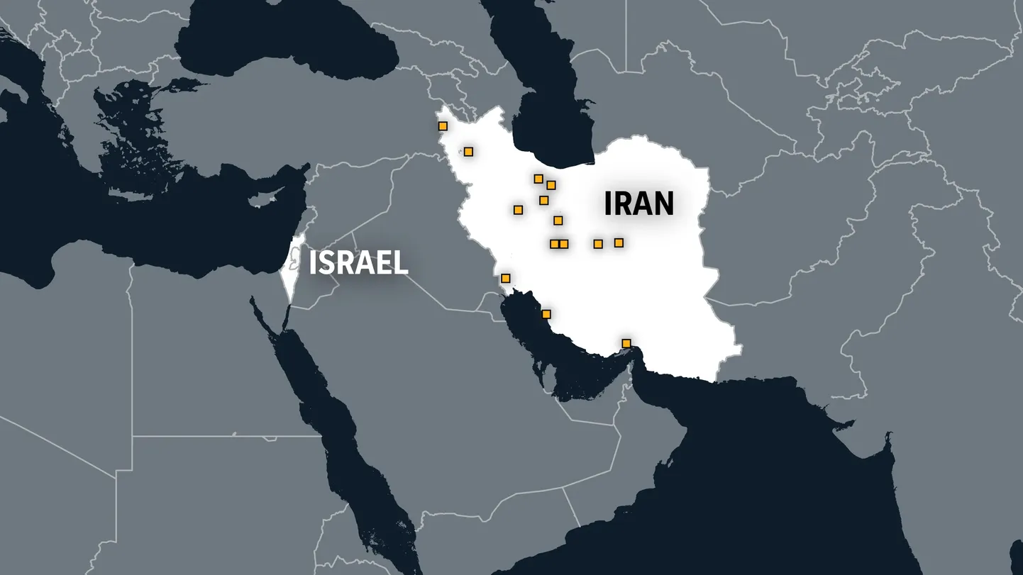 Iisrael ning Iraan koos oma tuumaobjektidega.