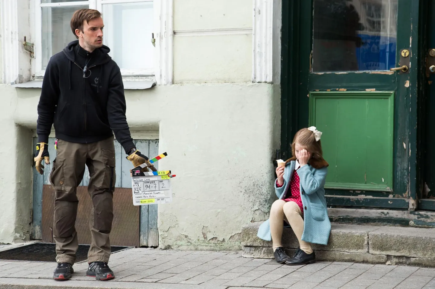 «Seltsimees laps» filmivõtted Raekoja platsil.