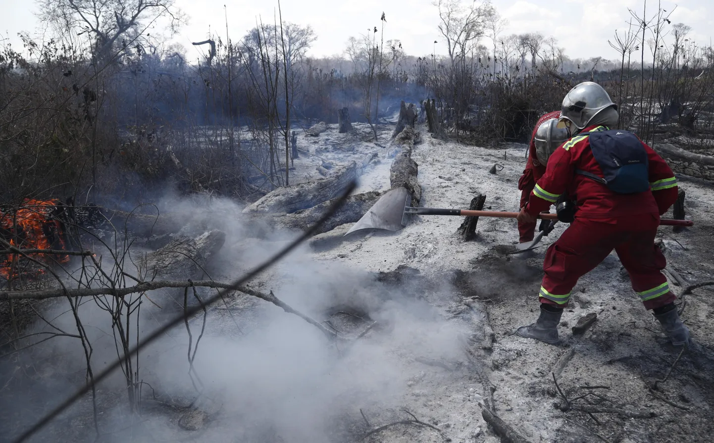 Boliivia tuletõrjujad metsapõlenguga võitlemas.
