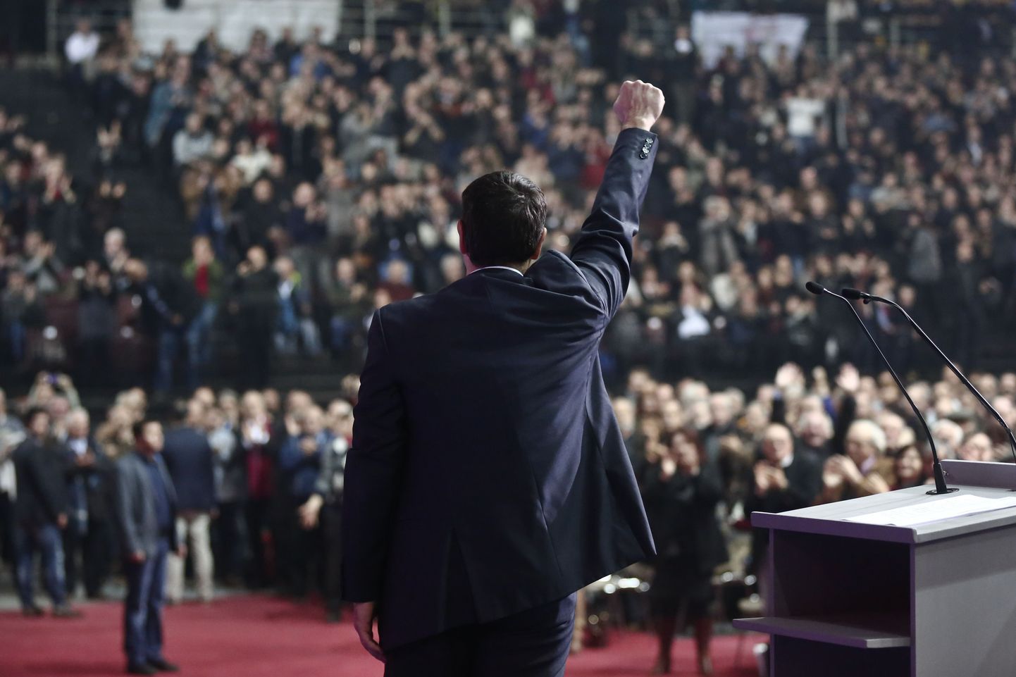 Kreeka valimised võitnud Syriza juht Alexis Tsipras partei kongressil Ateenas.
