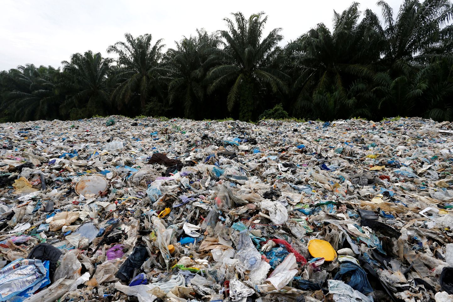 Plastjäätmed illegaalse jäätmetöötlustehase juures Malaisias.