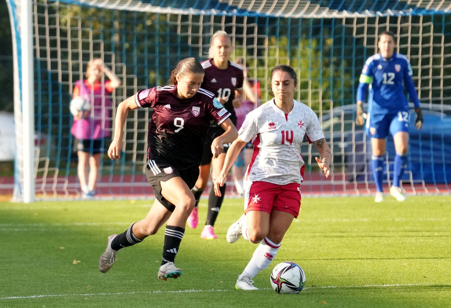 Latvijas nacionālās sieviešu izlases UEFA Nāciju līgas spēle starp Latvijas un Maltas izlasēm Slokas stadionā.