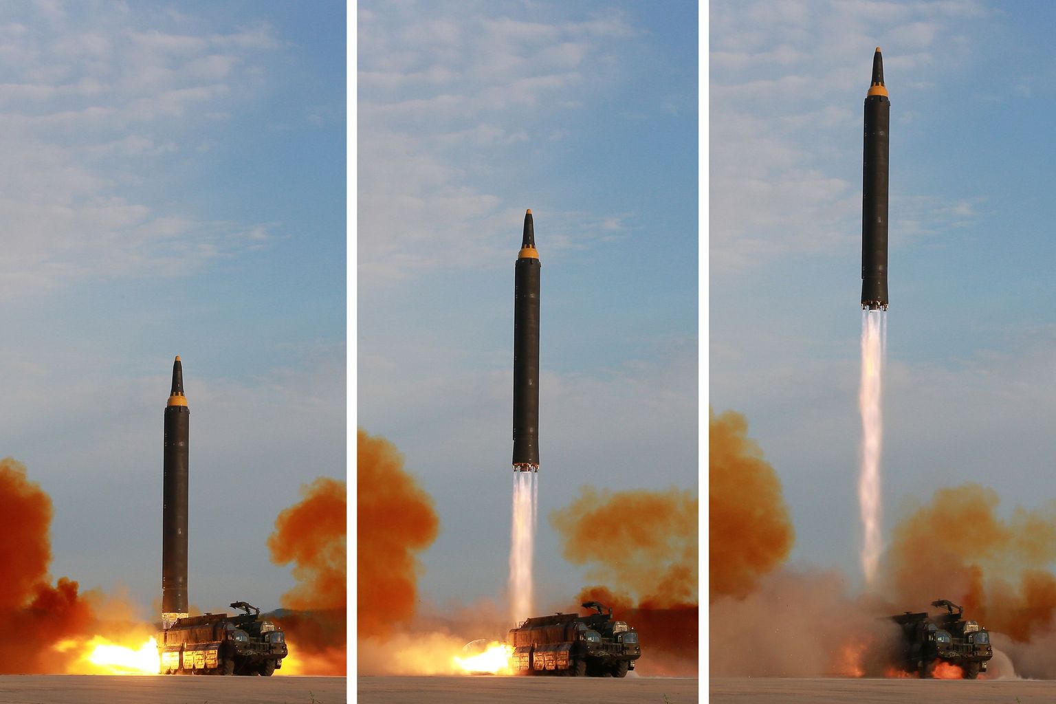 Põhja-Korea katsetab Hwasong-12 raketti.