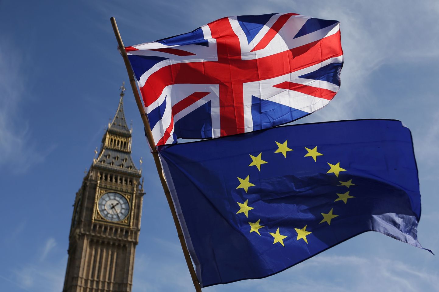 Briti ja ELi lipp Big Beni taustal.