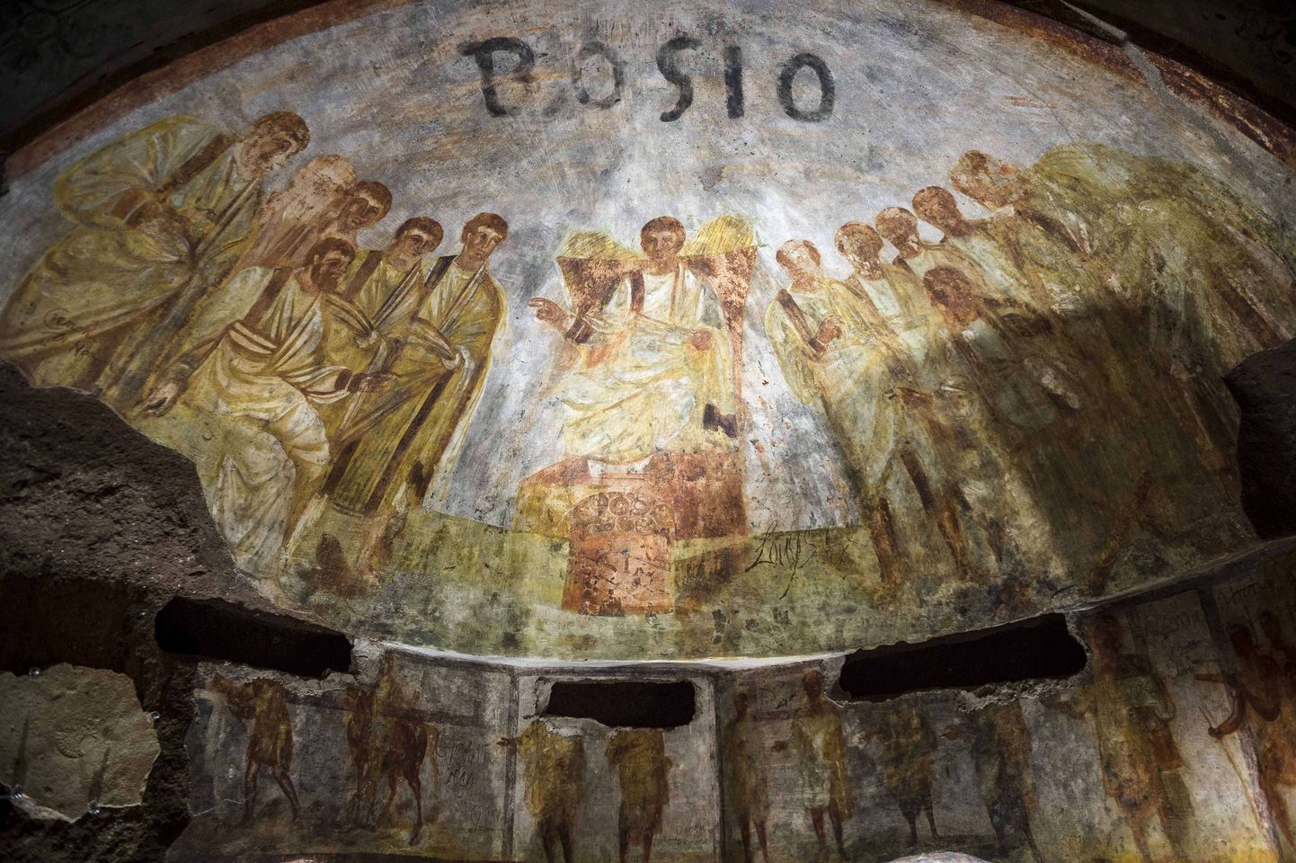 Seinamaaling, kus on kujutatud troonil istuvat Jeesust.