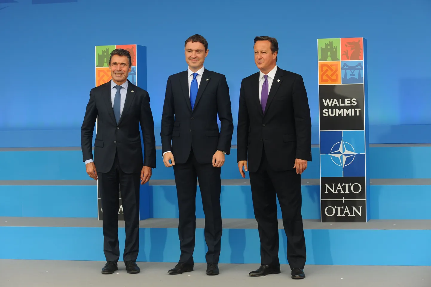 NATO peasekretär Andres Fogh Rasmussen, Eesti peaminister Taavi Rõivas ja Suurbritannia peaminister David Cameron