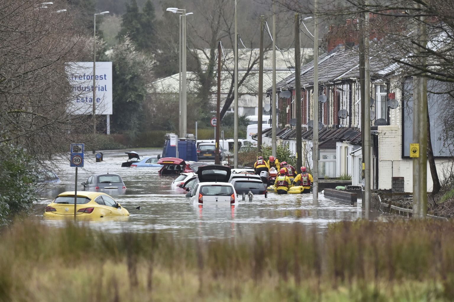 Tormi Dennis põhjustatud üleujutus Walesis 2020. aasta veebruaris.