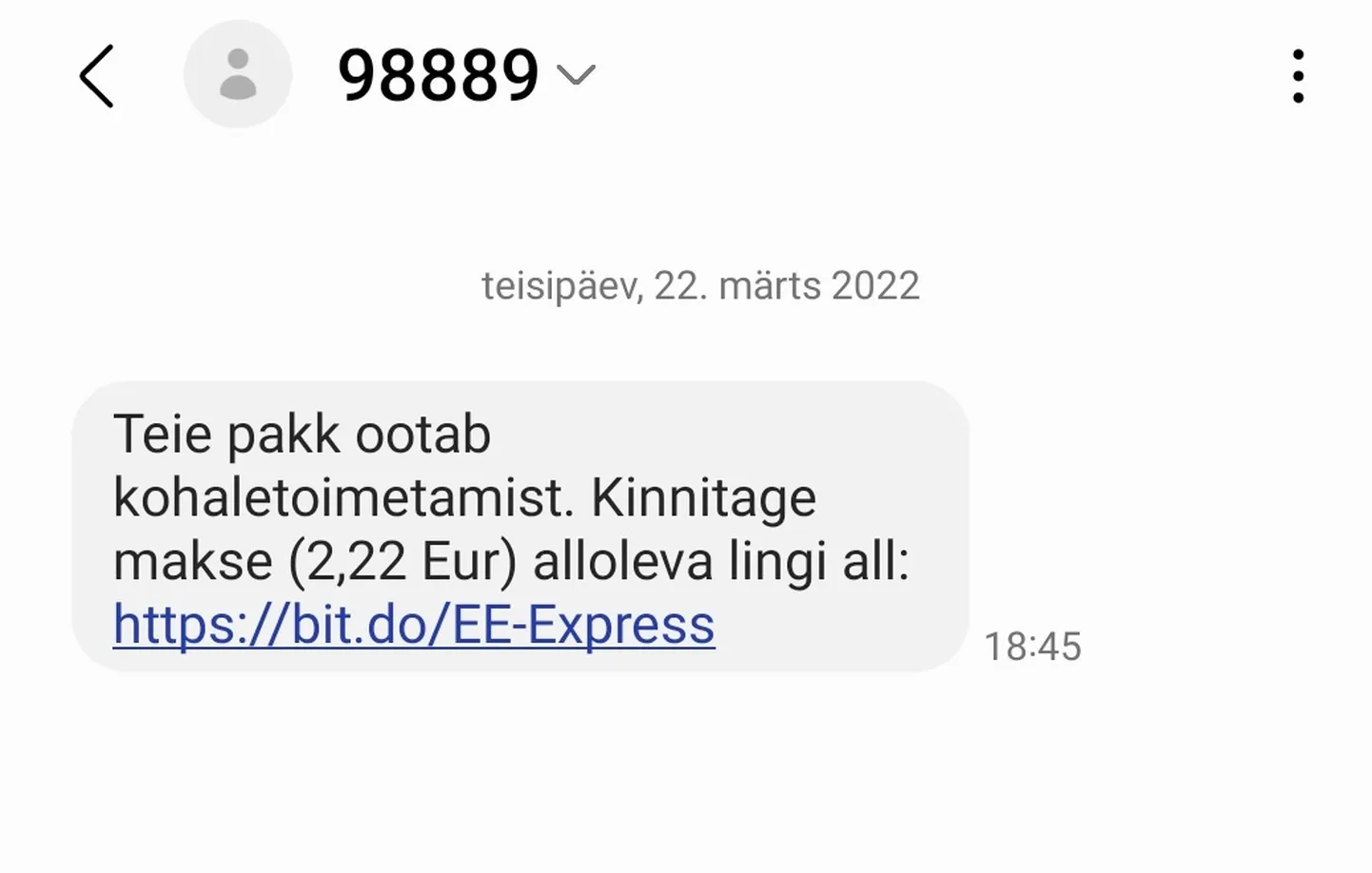 Petusõnum näeb välja selline