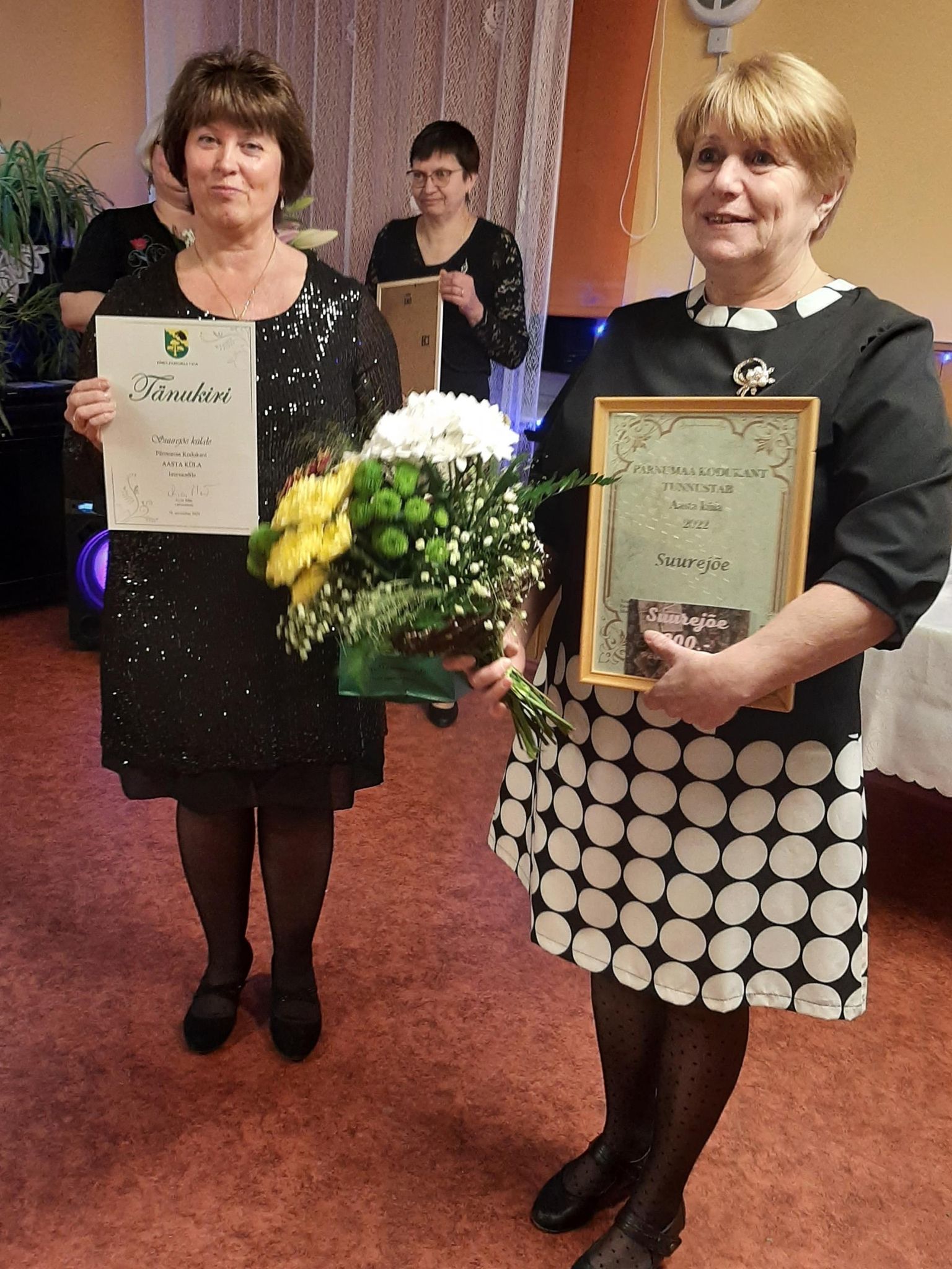 Pärnumaa aasta küla Suurejõe auhinna võtsid vastu Heldi Raude ja Liivi Vähesoo.