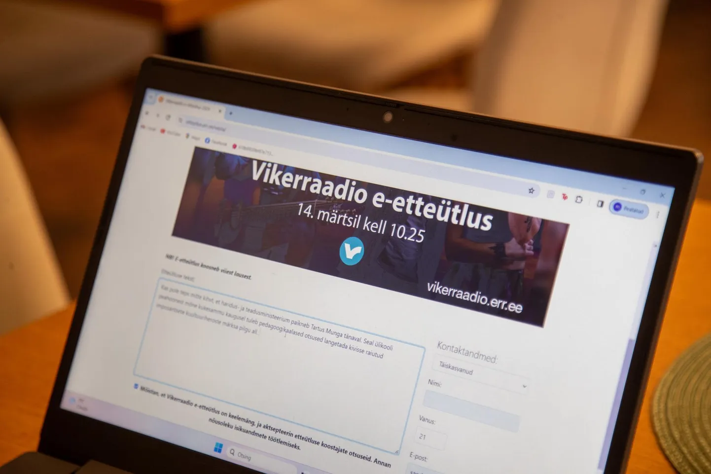 Vikerraadio e-etteütluse kirjutamine