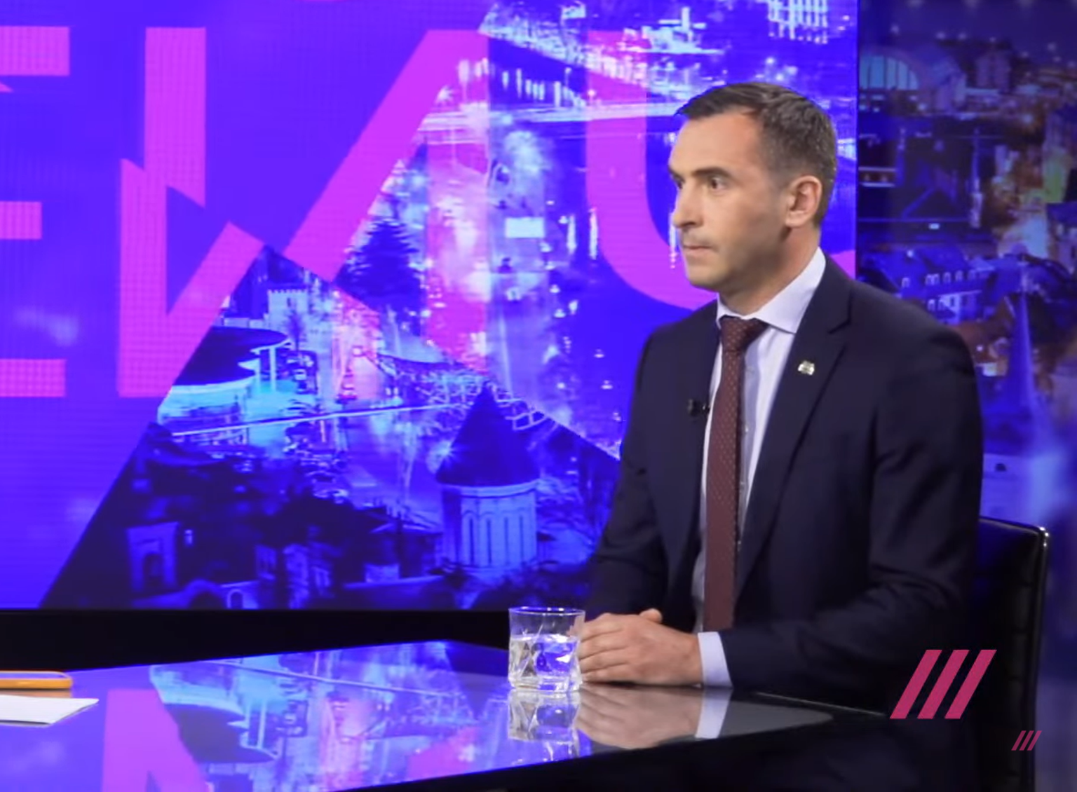 Мэр Риги Мартиньш Стакис на интервью телеканалу "Дождь"