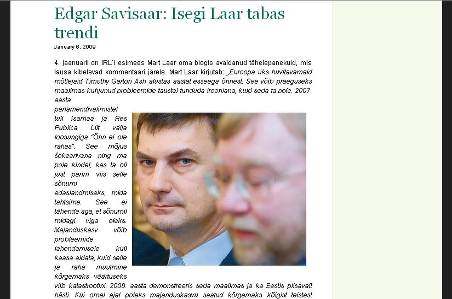 Fragment Edgar Savisaare blogist