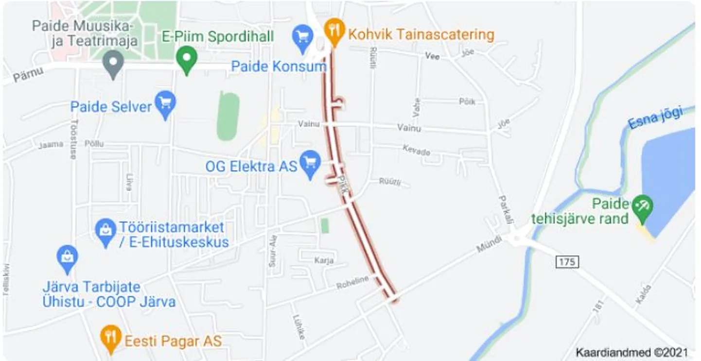 Kuvatõmmis kaardirakendusest.