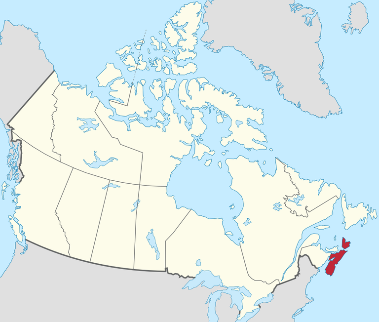 Nova Scotia asub Kanada idaosas (punasega)