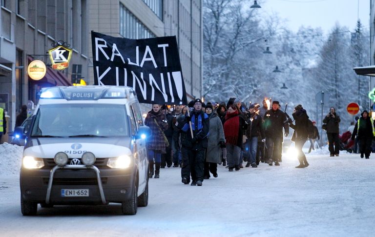 Soome Tampere migrantidevastane protest 