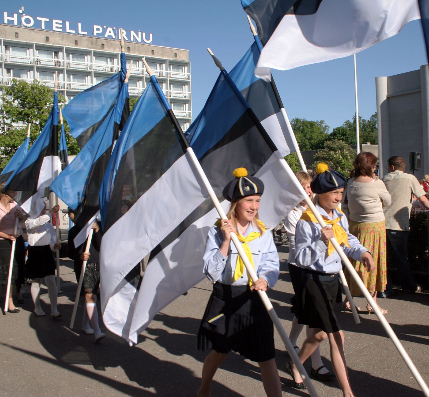 Lipupäeva tähistamine Pärnus Rüütli platsil. Arhiivifoto.