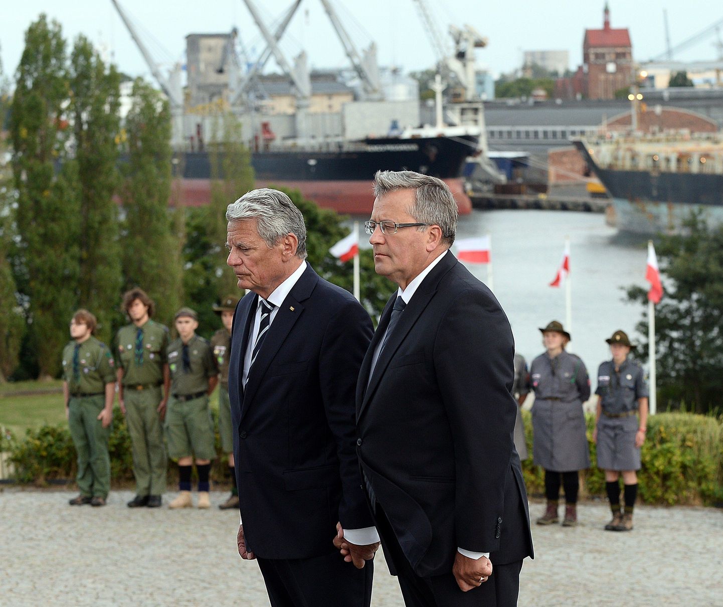 Saksamaa liidupresident Joachim Gauck ja Poola riigipea Bronislaw Komorowski Gdanskis Teise maailmasõja alguse 75. aastapäeva üritustel.