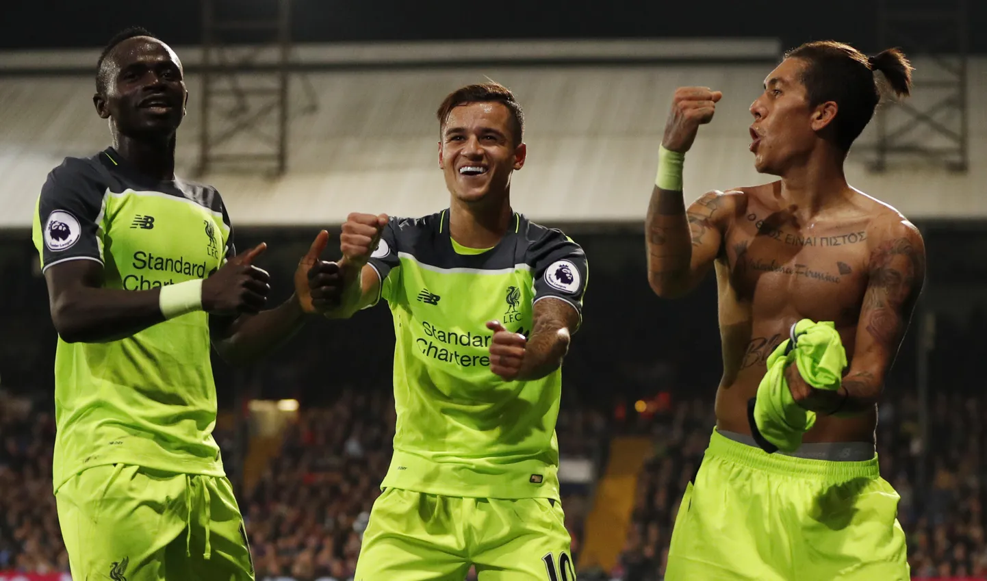 Sadio Mane, Philippe Coutinho ja Roberto Firmino