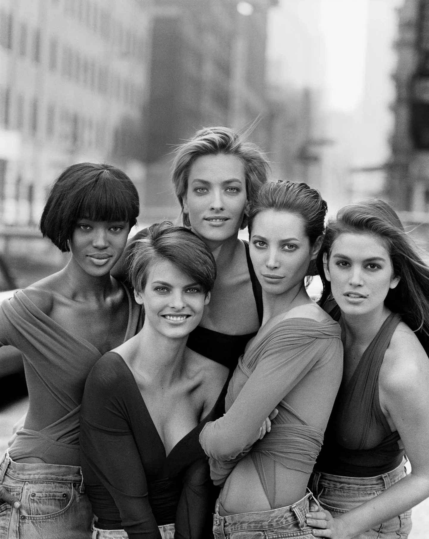 Vasakult: Naomi Campbell, Linda Evangelista, Tatjana Patitz, Christy Turlington ja Cindy Crawford Peter Lindberghi fotol.