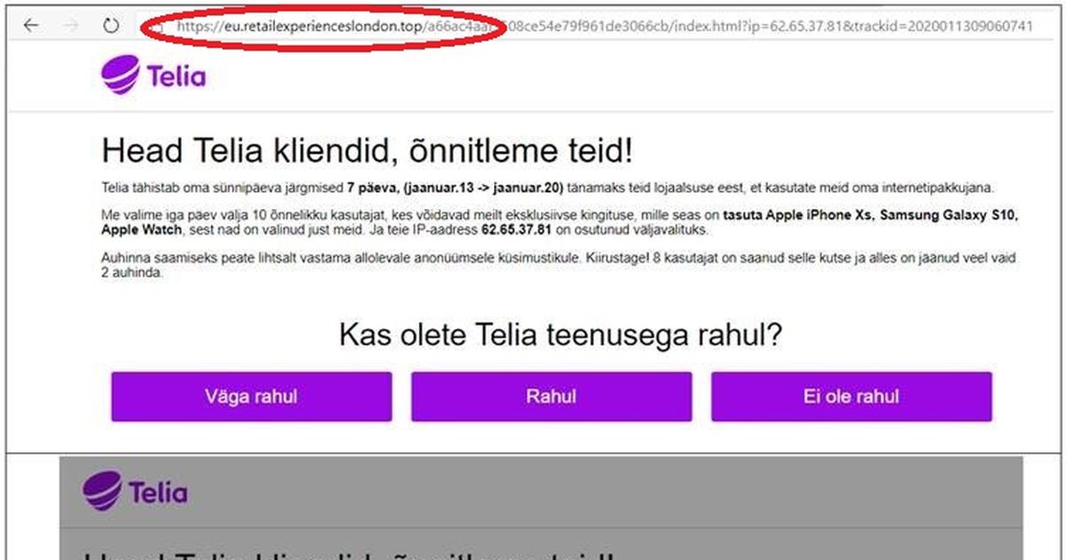 Telia hoiatab õngitsuskampaania eest