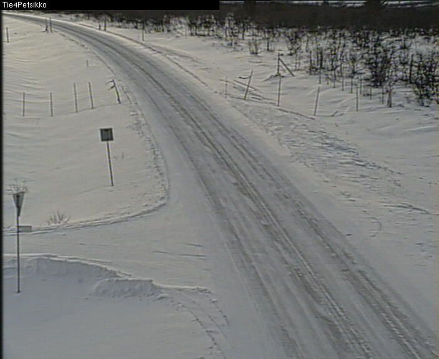 Maanteekaamerast saadud pilt Petsikkolt Rovaniemi suunas viival maanteel nr 4.