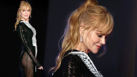 Dienas kleita: Nikola Kidmena kailumu pārvērš elegancē