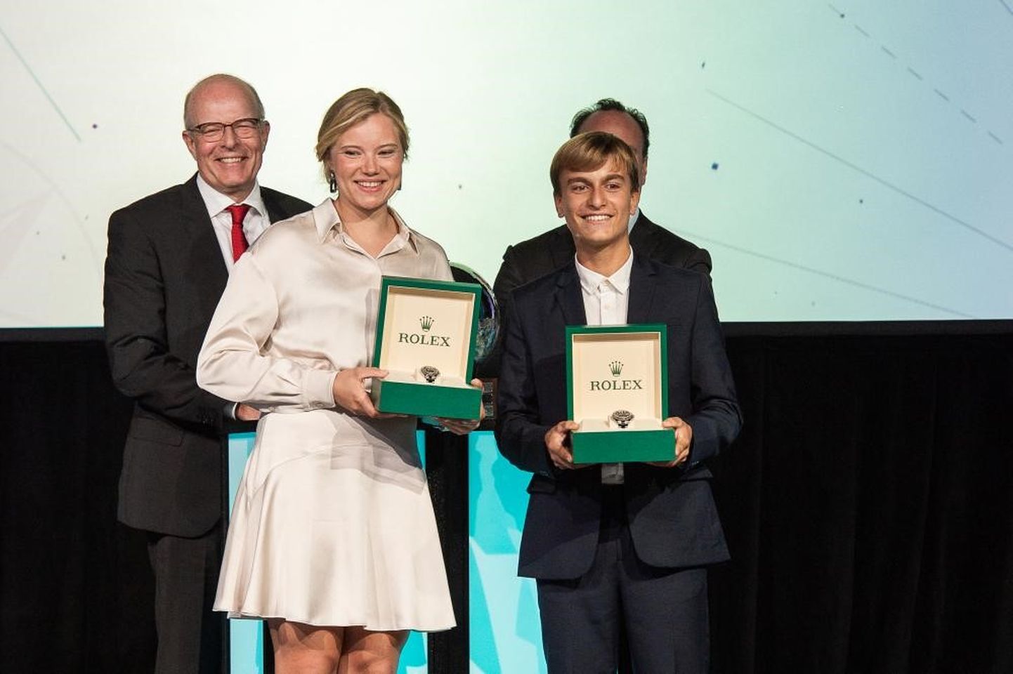 Anne-Marie Rindom ja Marco Gradoni Rolex aasta purjetaja auhindu vastu võtmas