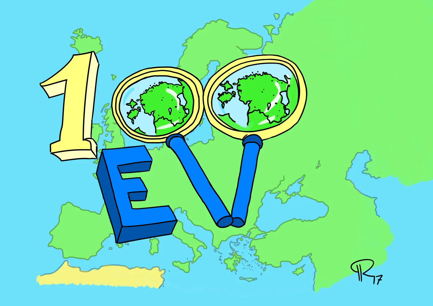 Endla teatrigalerii Küüni koridorides saab uudistada karikatuurinäitust "Juubel – Eesti Vabariik 100".