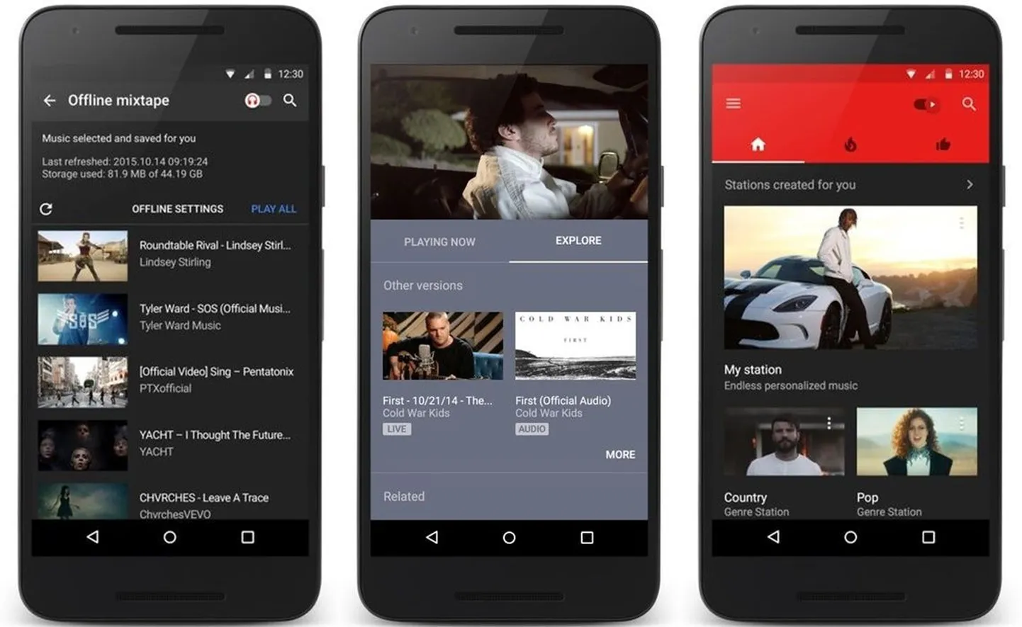 Rakenduse YouTube Music ekraanivaated.