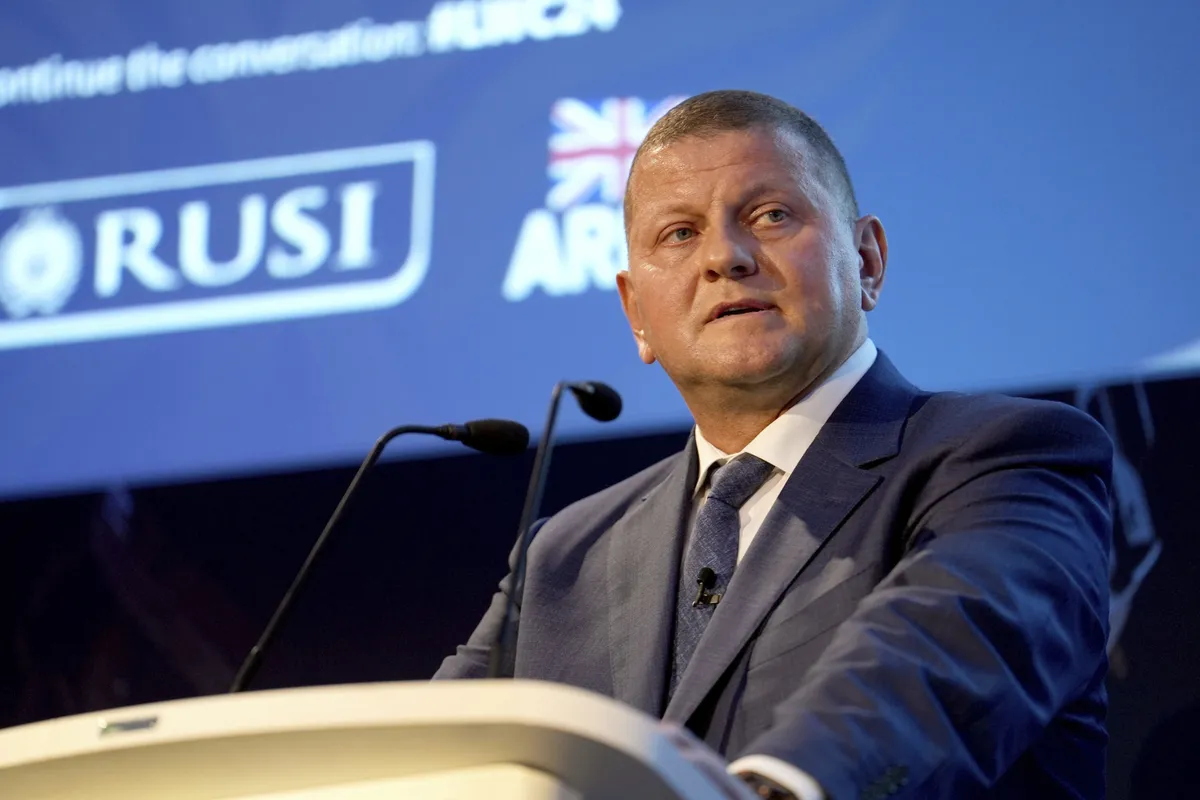 Ukrainian Ambassador to the UK Valerii Zaluzhnyi speaking at the Royal United Services Institute Land Warfare Conference in 2024.