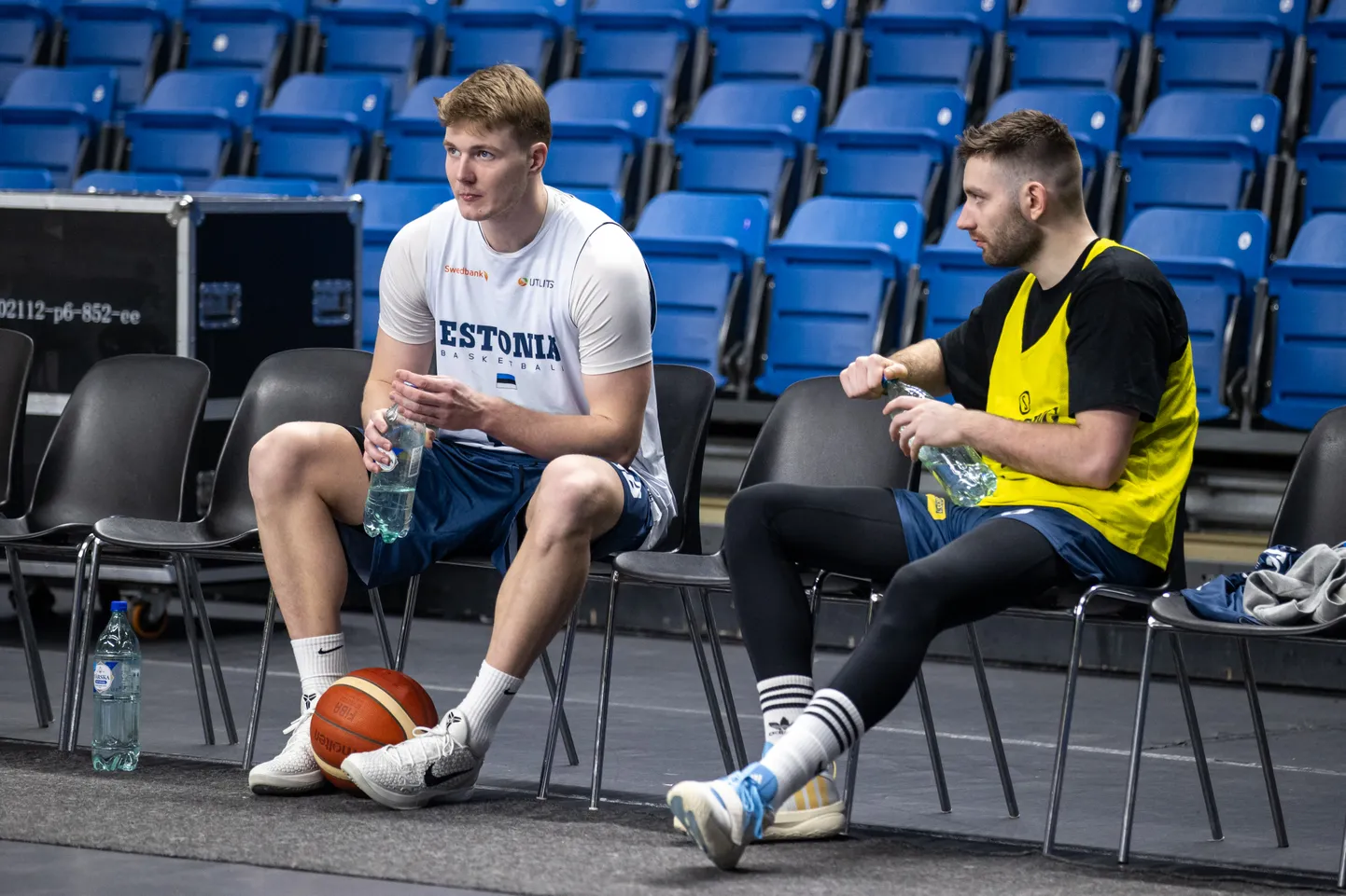 Kaspar Treier (vasakul) ja Kristian Kullamäe esmaspäevases koondise trennis.