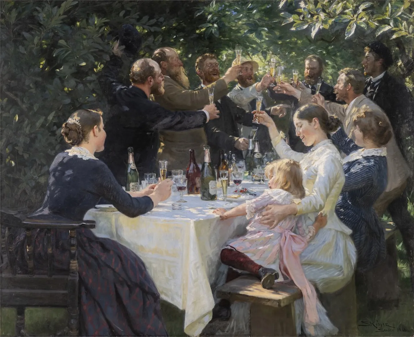 Maal «Hip, Hip, Hurrah!» kajastab gruppi pidutsevaid Skandinaavia kunstnikke 19. sajandi lõpu Taanimaal.